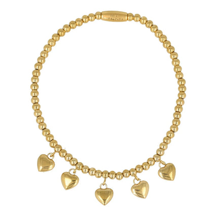 Bedelarmband hartjes goud