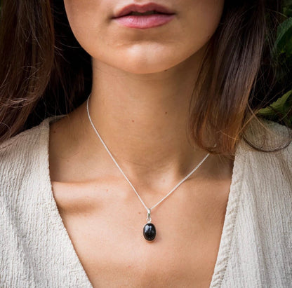 Black Tourmaline Necklace 925 Sterling Silver