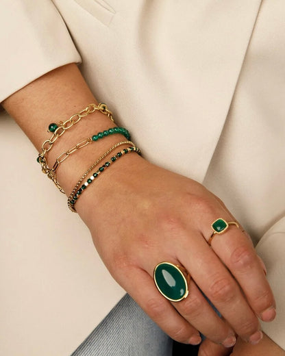 Groene Agaat statement ring goud