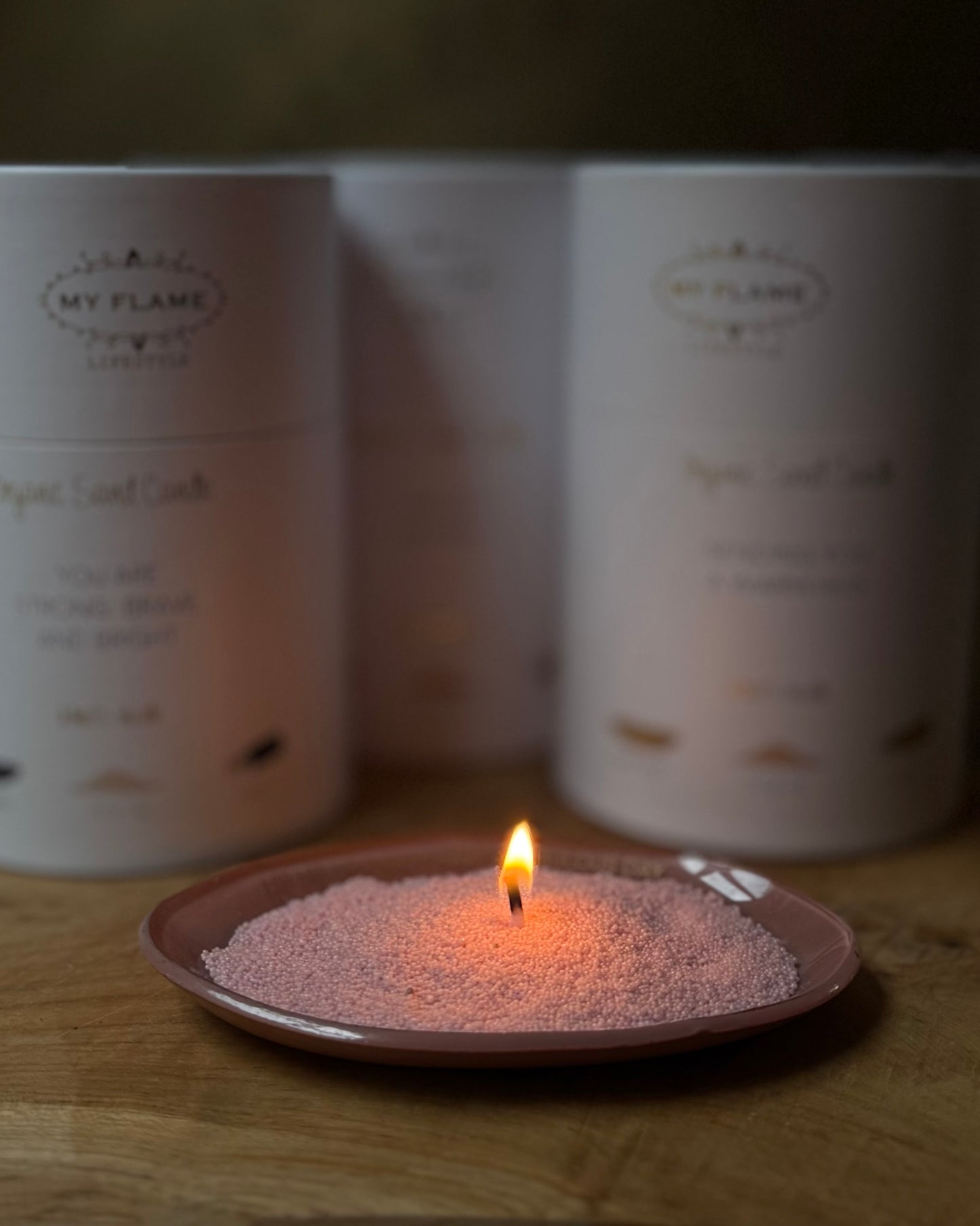 Organic Sand Candle ‘hip hip hooray’