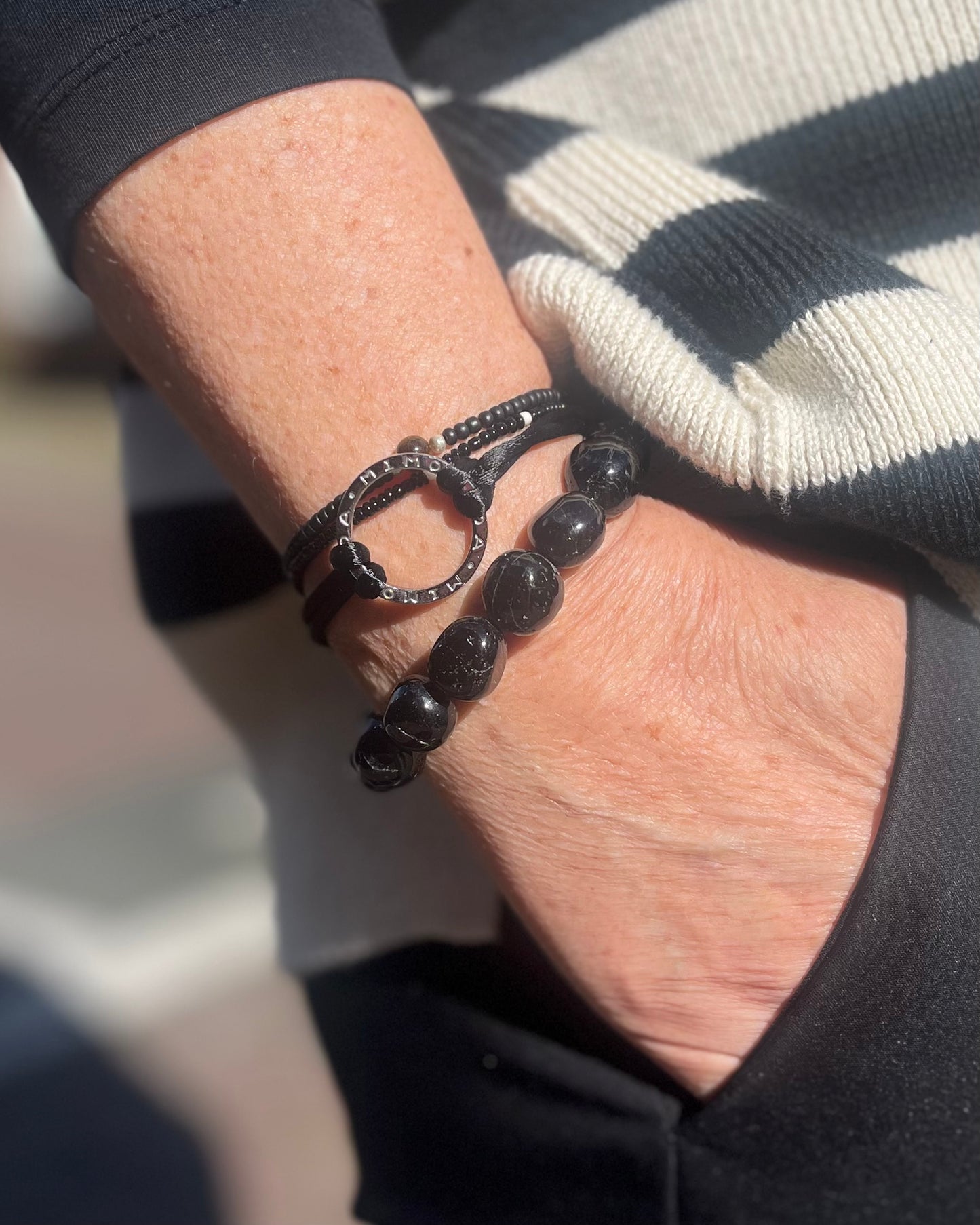 Zwarte Toermalijn freeform armband