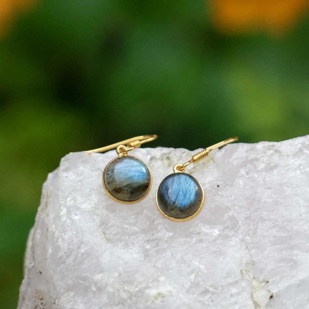 Labradorite Earrings Gold Plated