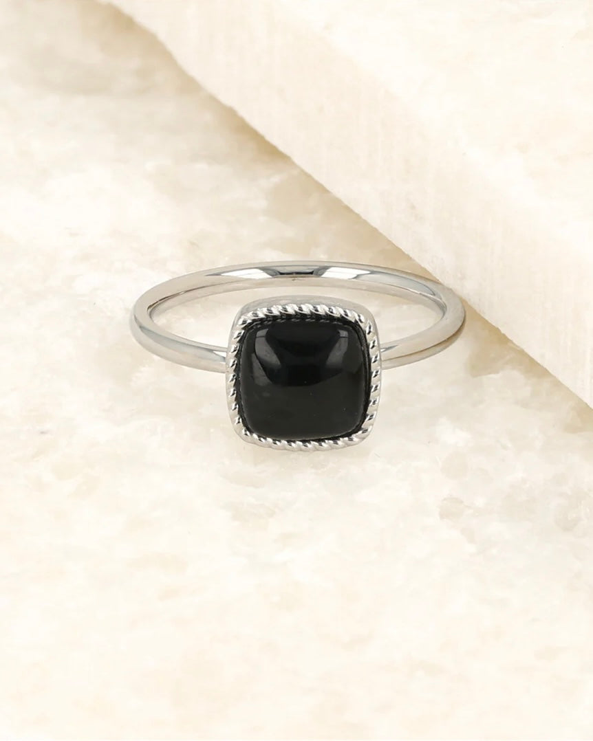 Onyx zegelring zilver/goud