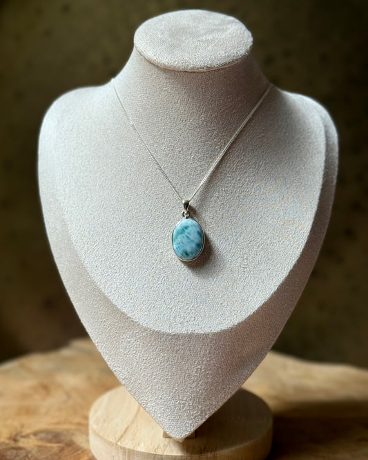 Zilveren hanger Larimar