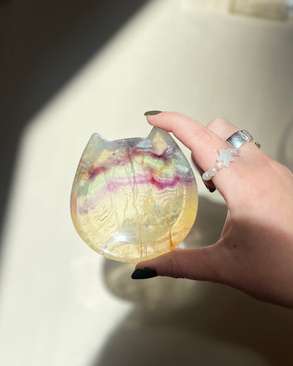 Rainbow Fluorite Cat Bowl