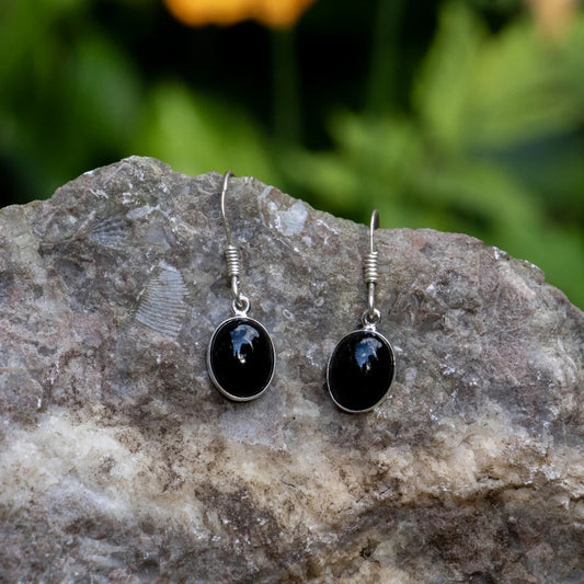 Black Tourmaline Earrings 925 Sterling Silver