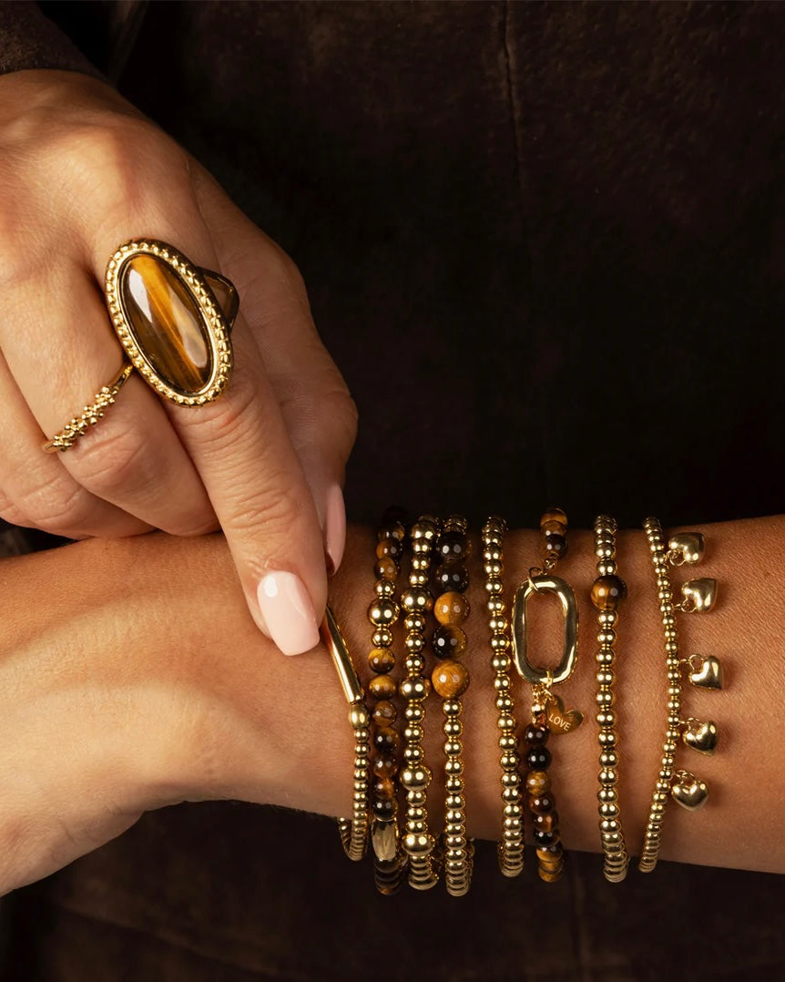 Tijgeroog statement ring goud