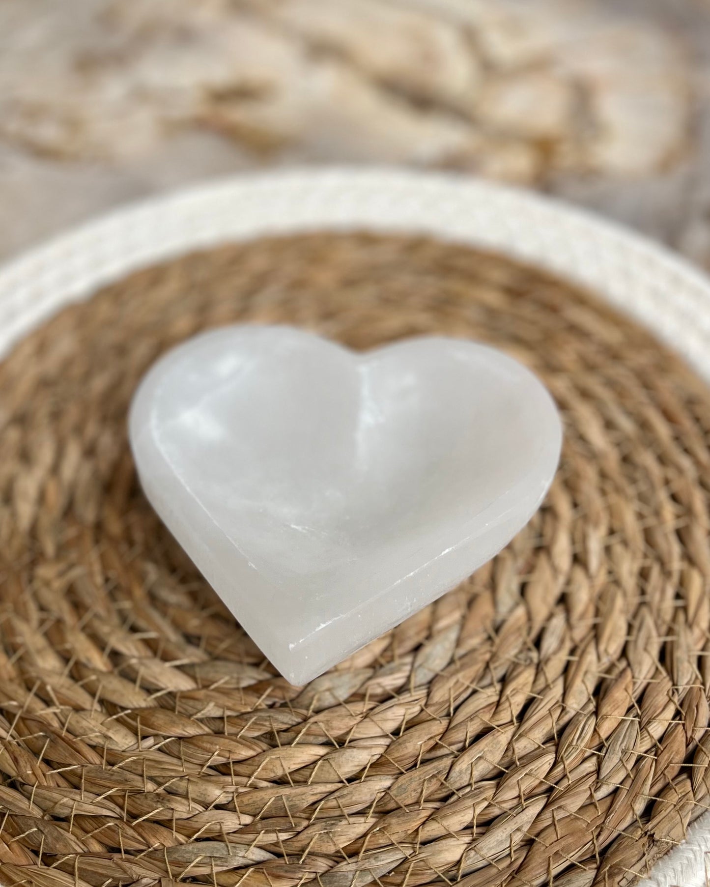 Selenite heart bowl medium