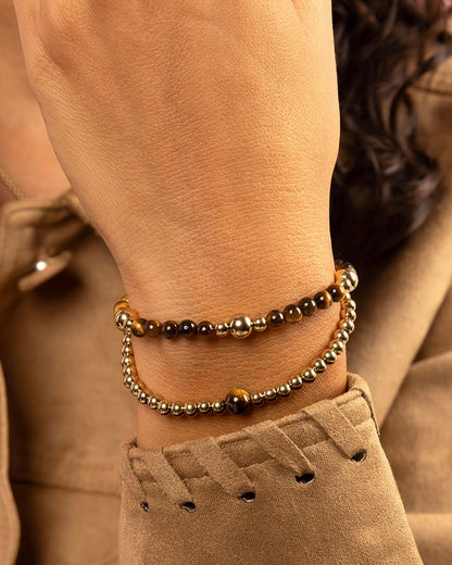 Tijgeroog armband goud