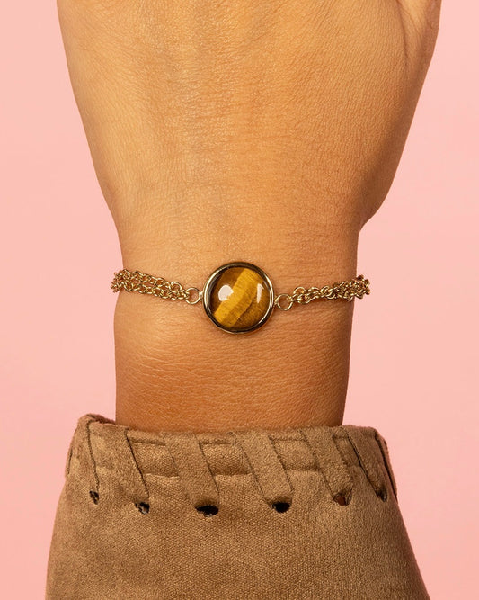 Tijgeroog dubbele armband goud