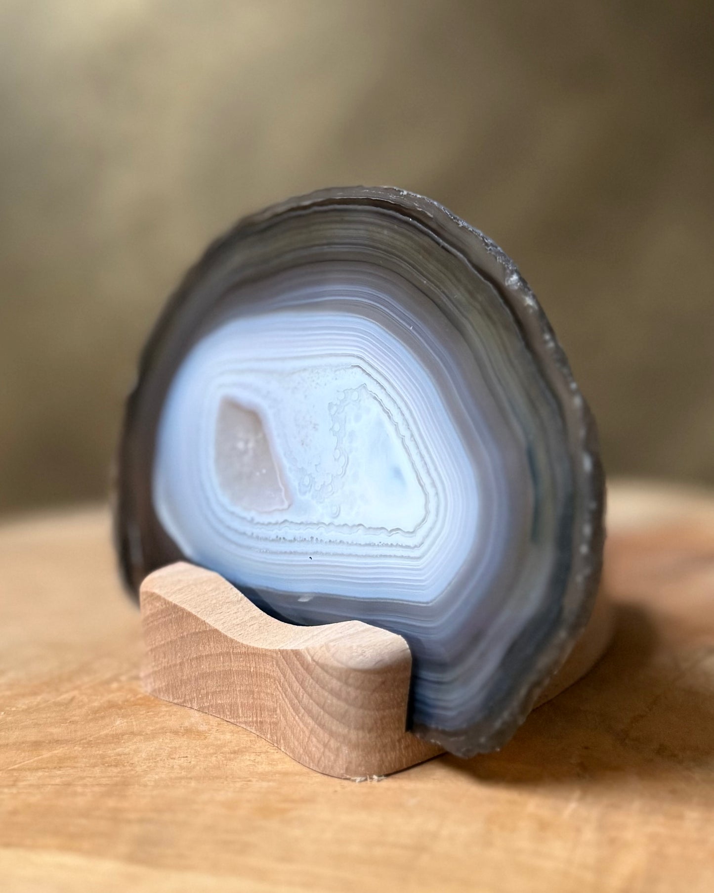 Agaatschijf + waxinelichthouder