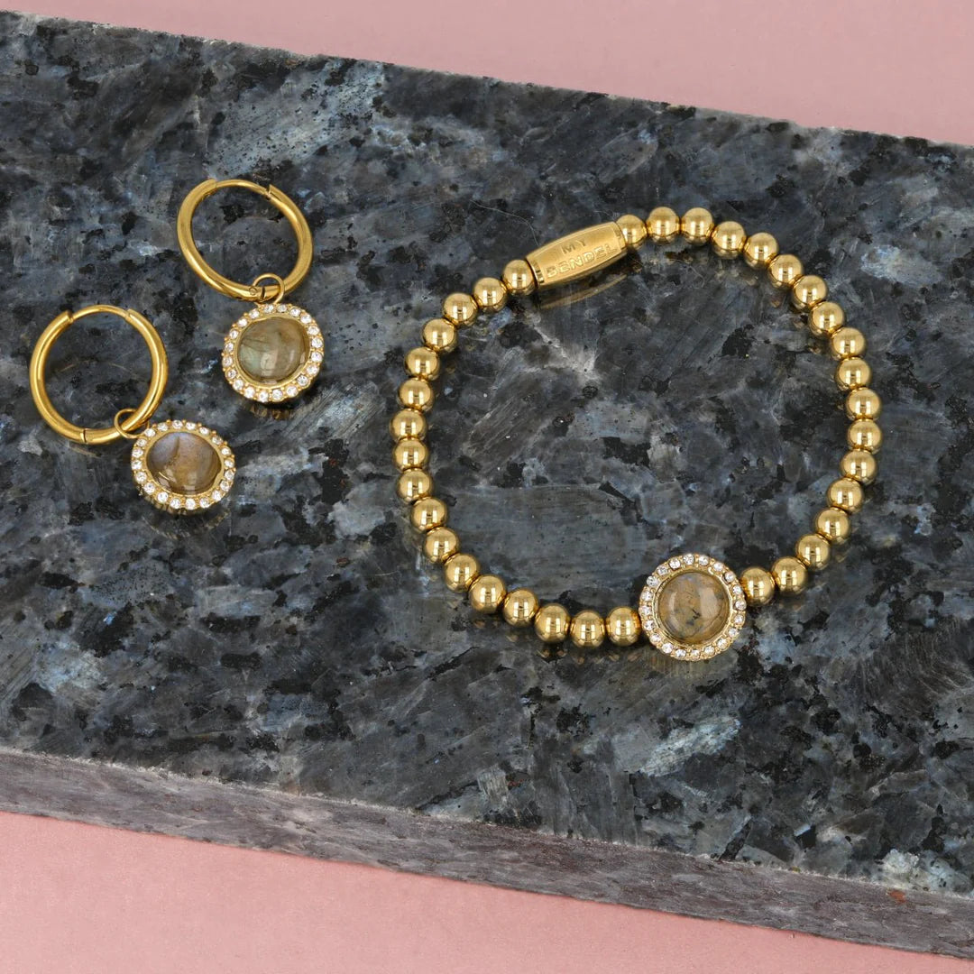 Labradoriet armband goud
