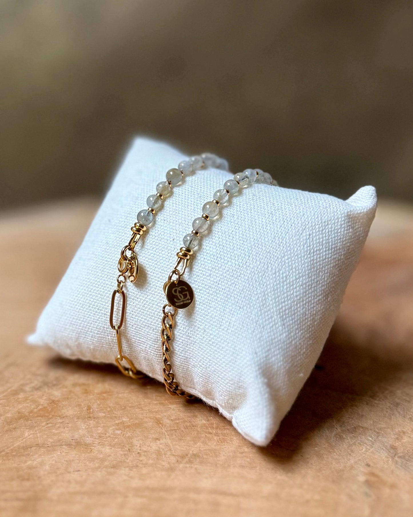 Edelsteen tussenstuk armband Solid Gold