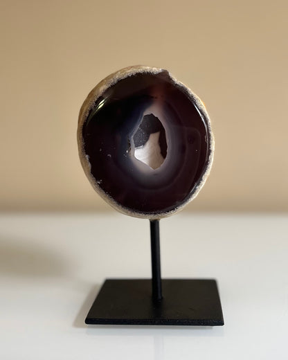 Agate geode on stand