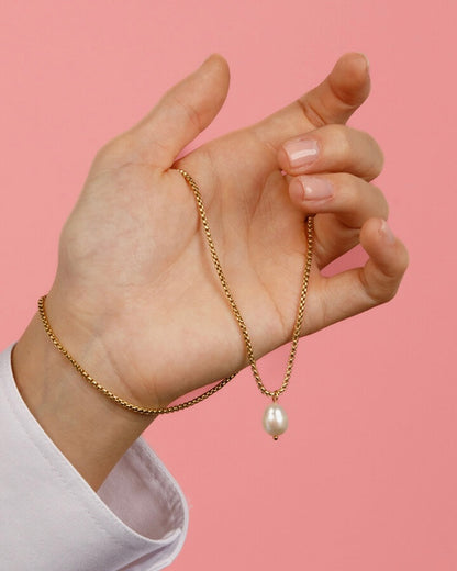 Zoetwater parel ketting goud/zilver
