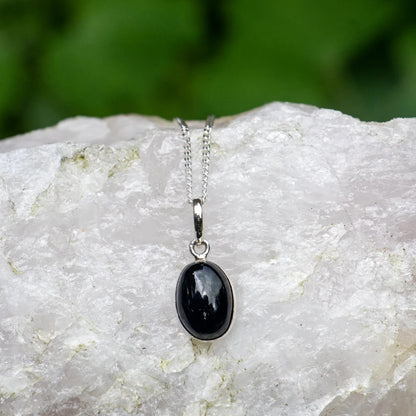 Black Tourmaline Necklace 925 Sterling Silver