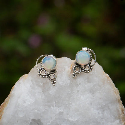 Ethiopian Opal Stud Earrings 925 Sterling Silver