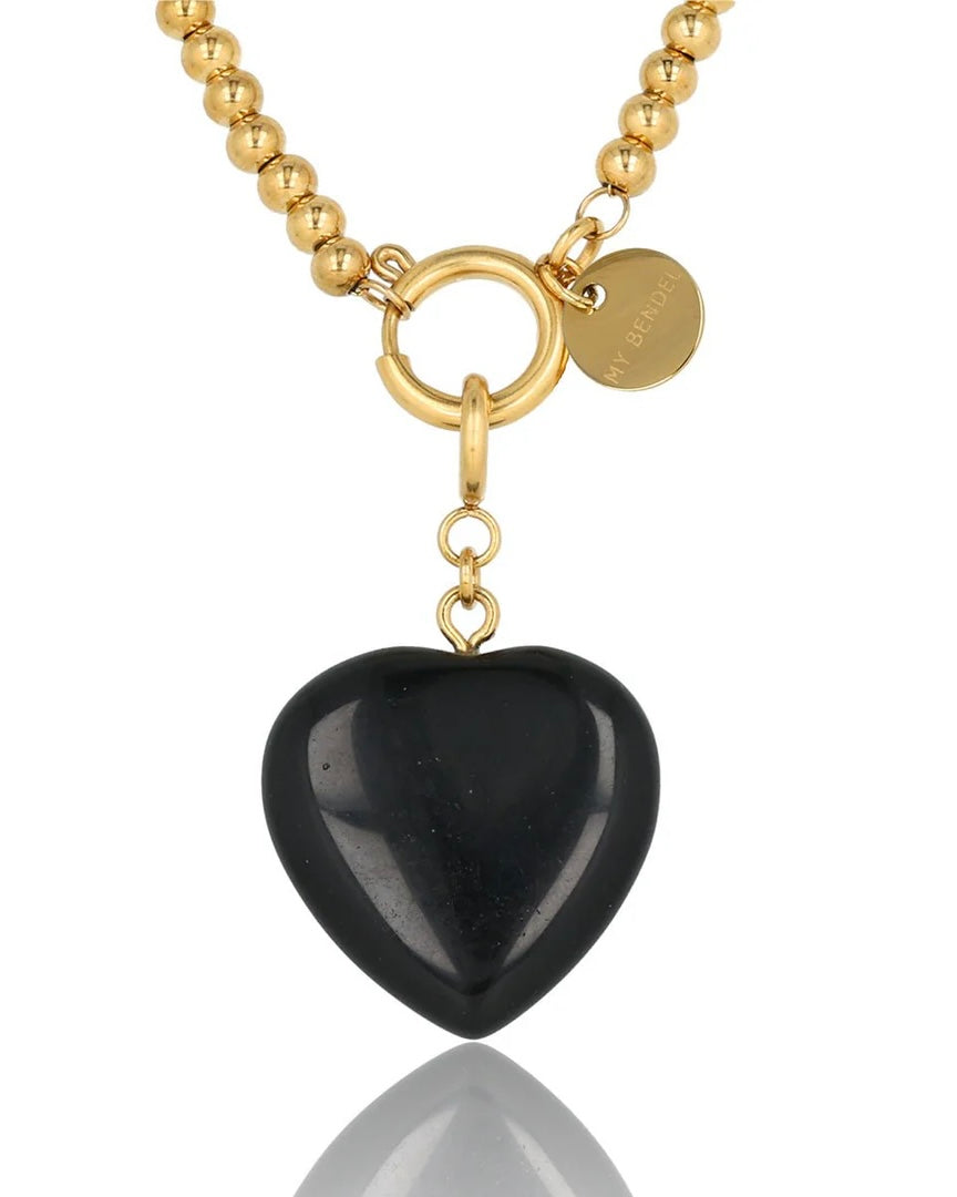 Onyx schakelketting hart