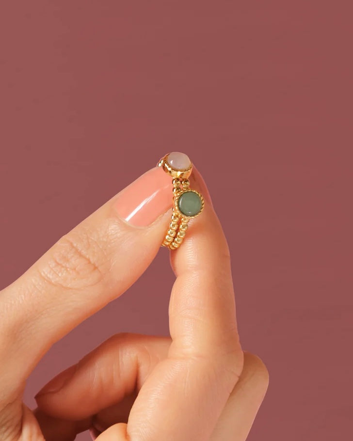 Groene Aventurijn bolletjes ring