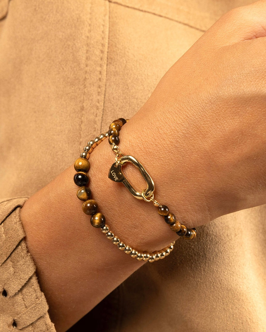 Tijgeroog armband goud