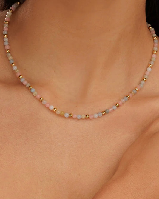 Maansteen, Morganiet & Rozekwarts ketting