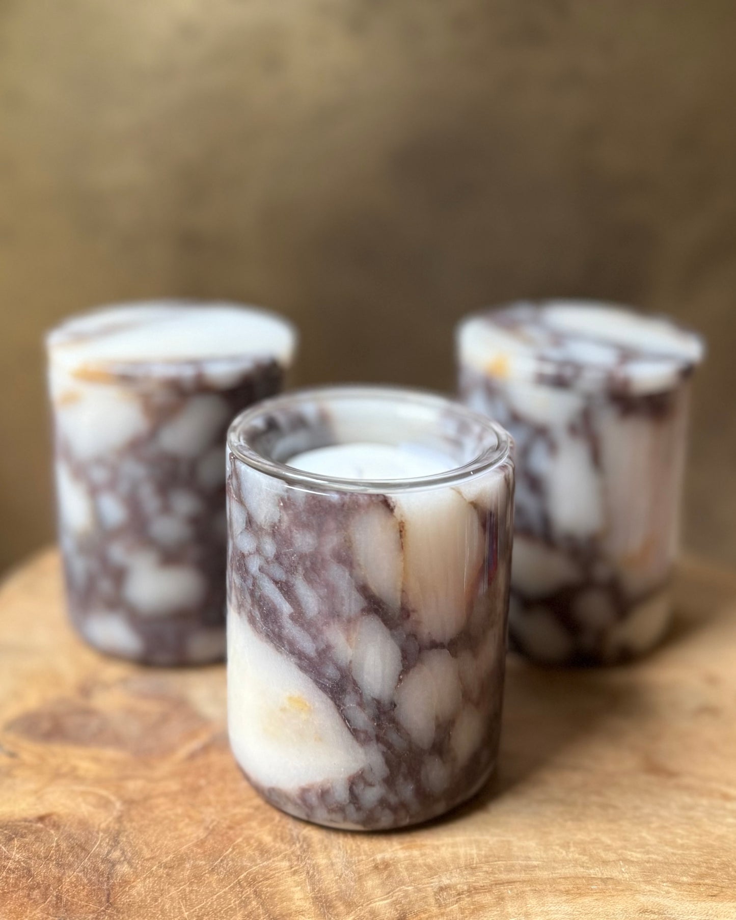 Viola Marmeren pot met kaars