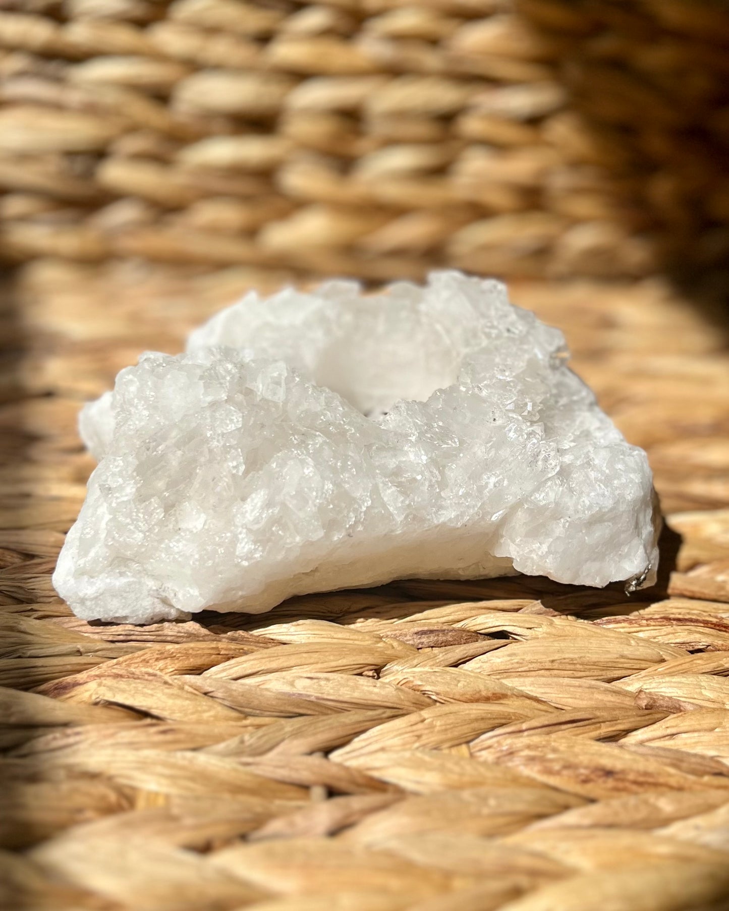 Bergkristal cluster waxinelichthouder