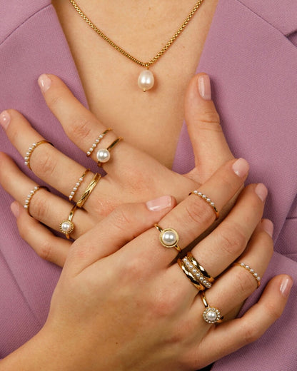 Zoetwater parel ketting goud/zilver