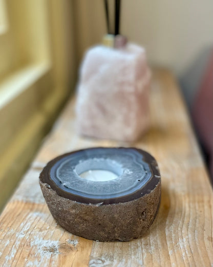 Flat Agate Tea Light Holder