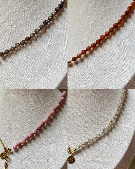 Edelsteen tussenstuk ketting Solid Gold