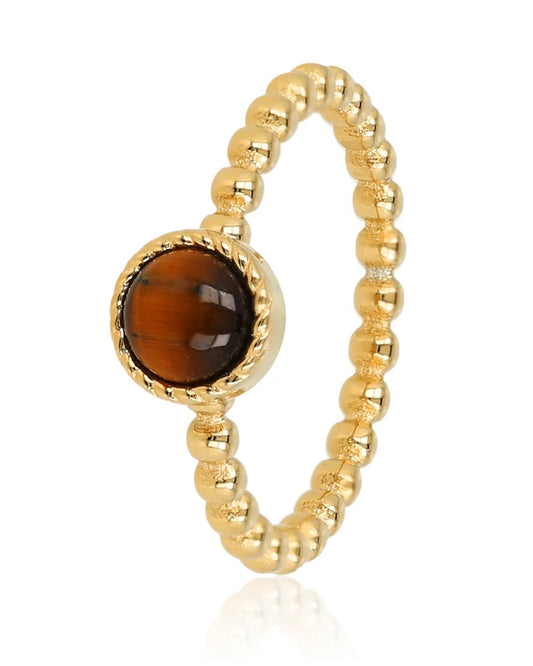 Tijgeroog bolletjes ring