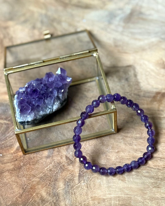 Amethist armband 6 mm A kwaliteit facet geslepen