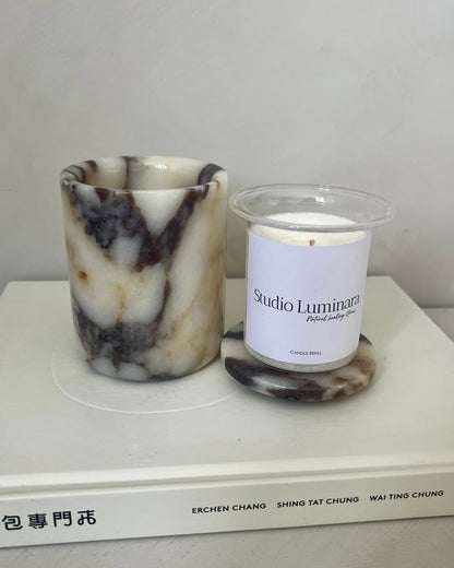 Viola Marmeren pot met kaars