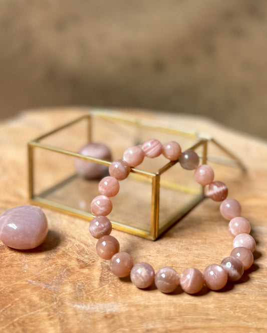 Roze Maansteen armband 10 mm