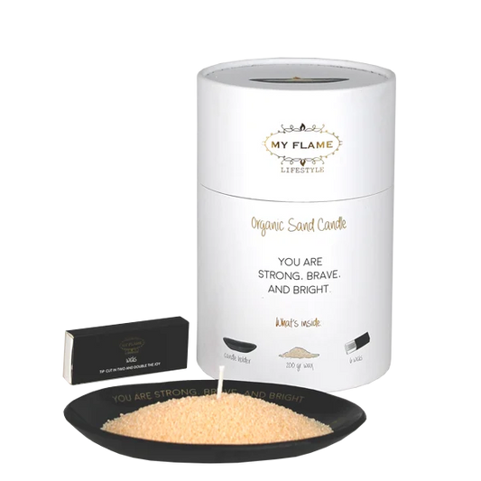 Organic Sand Candle ‘you are strong brave and bright’