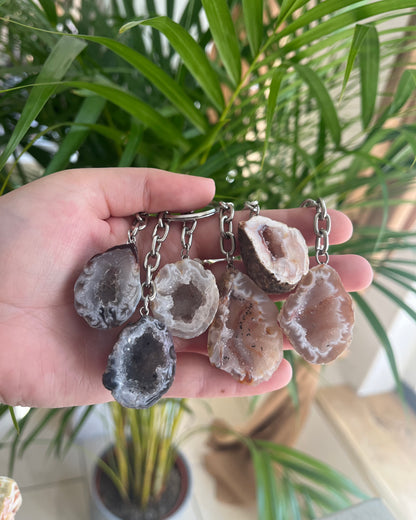 Agate geode keychain