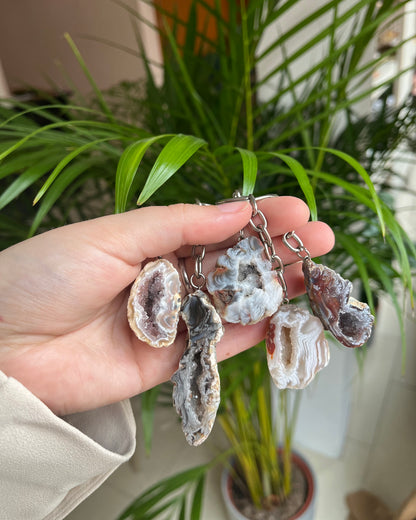 Agate geode keychain