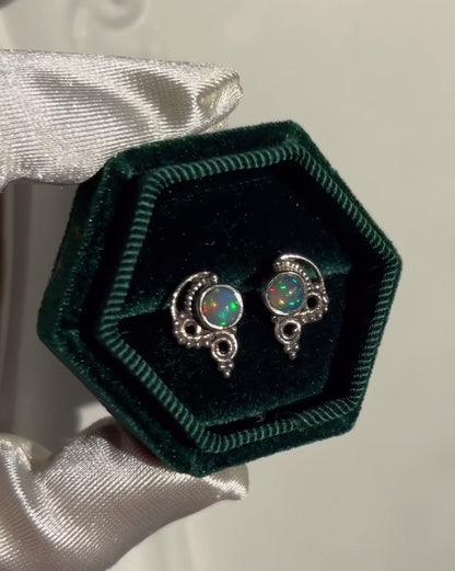 Ethiopian Opal Stud Earrings 925 Sterling Silver